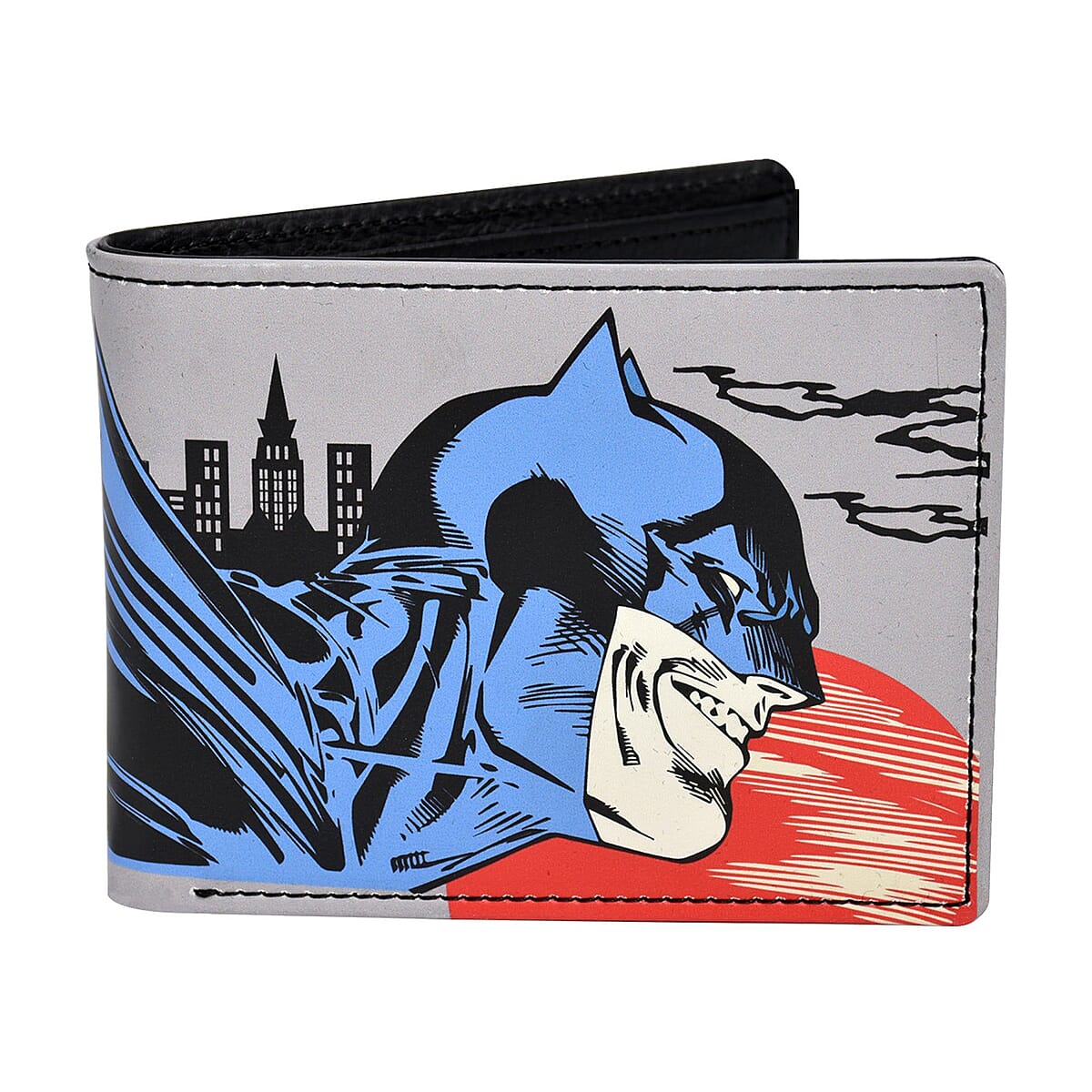 WB Batman Black Faux Leather Bifold Wallet in Tin image number 1