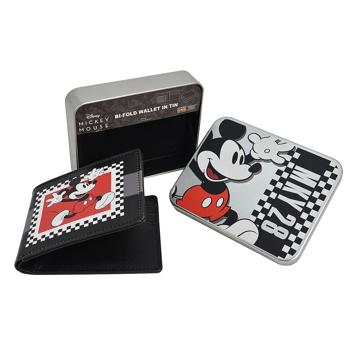 Mickey Mouse Black Faux Leather Bifold Wallet in Tin image number 4
