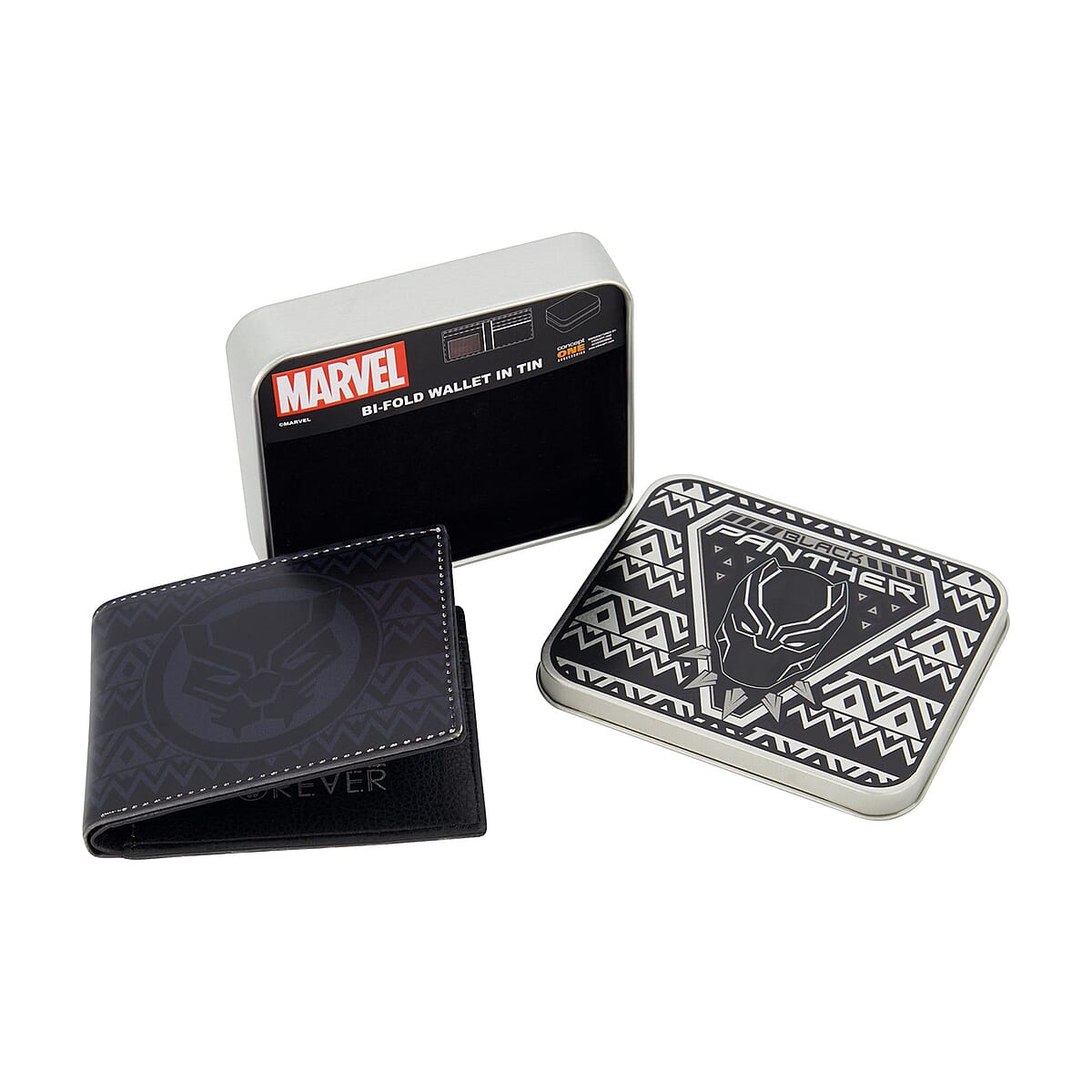 Marvel Black Panther Faux Leather Bifold Wallet in Tin image number 4
