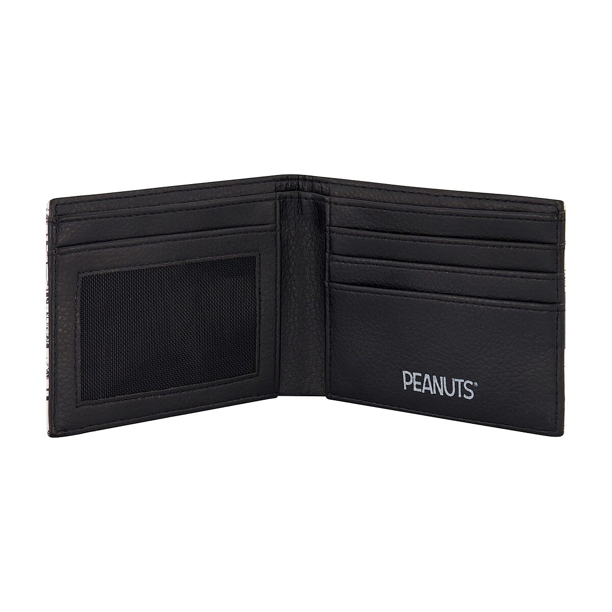 Snoopy Joe Cool White and Gray Faux Leather Bifold Wallet in Tin image number 2