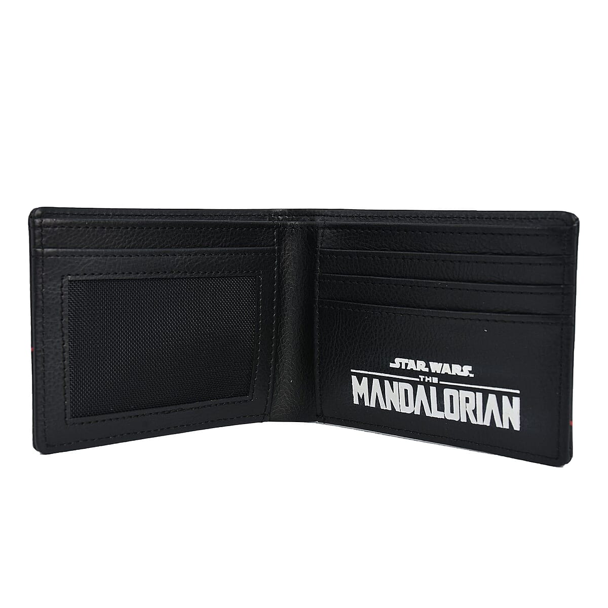 Mandalorian Grogu Green and Black Faux Leather Bifold Wallet in Tin image number 3