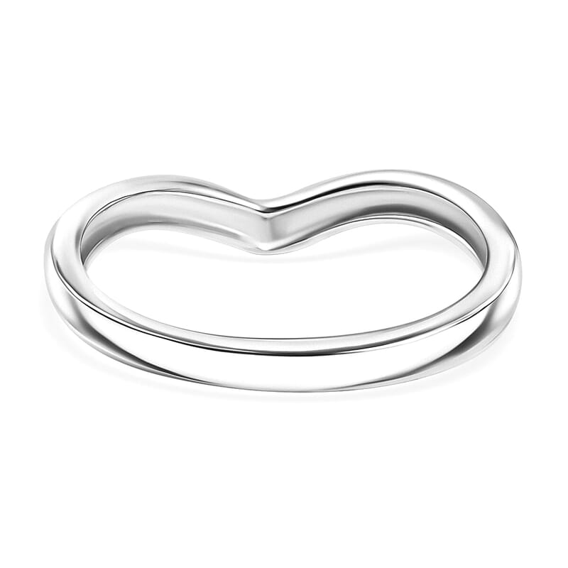 Platinum Over Sterling Silver Chevron Ring (Size 5.5) (2 g)