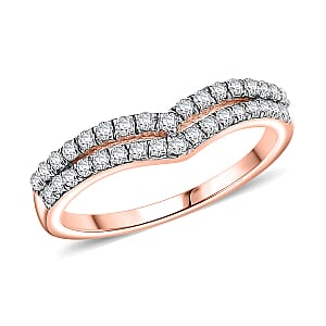 Diamond Band Ring in 14K RG Over Sterling Silver (Size 5.0) 0.33 ctw