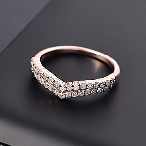 Diamond Band Ring in 14K RG Over Sterling Silver (Size 5.0) 0.33 ctw