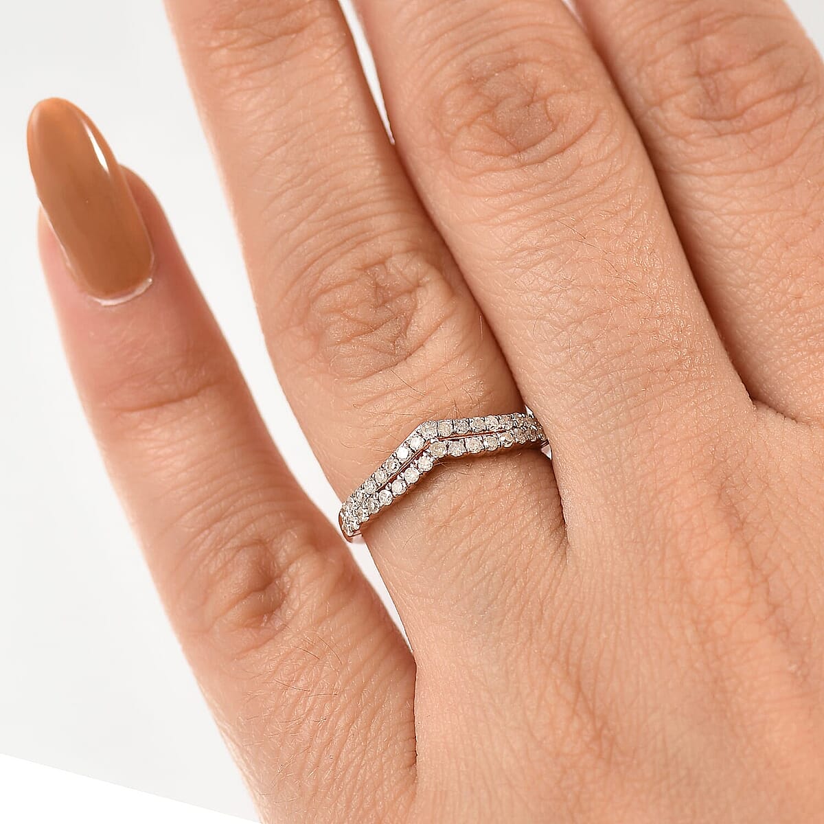 Diamond Band Ring in 14K RG Over Sterling Silver (Size 5.0) 0.33 ctw image number 2