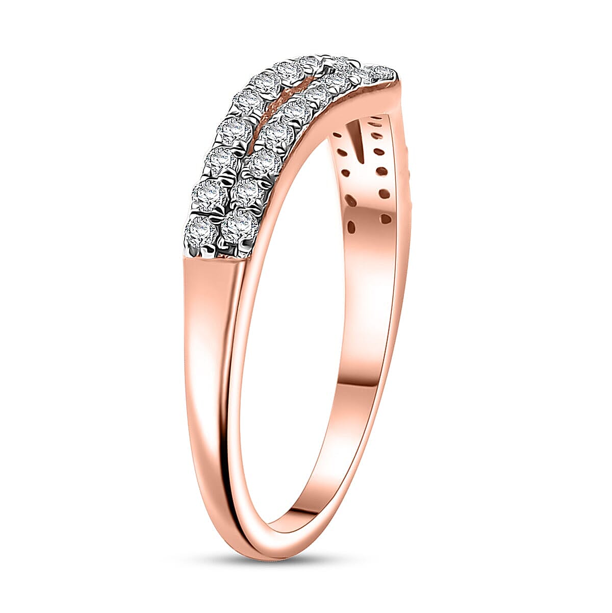 Diamond Band Ring in 14K RG Over Sterling Silver (Size 5.0) 0.33 ctw