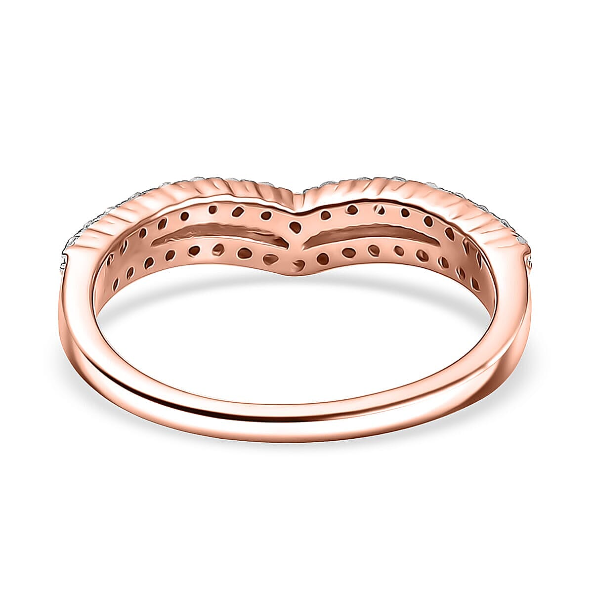 Diamond Band Ring in 14K RG Over Sterling Silver (Size 5.0) 0.33 ctw