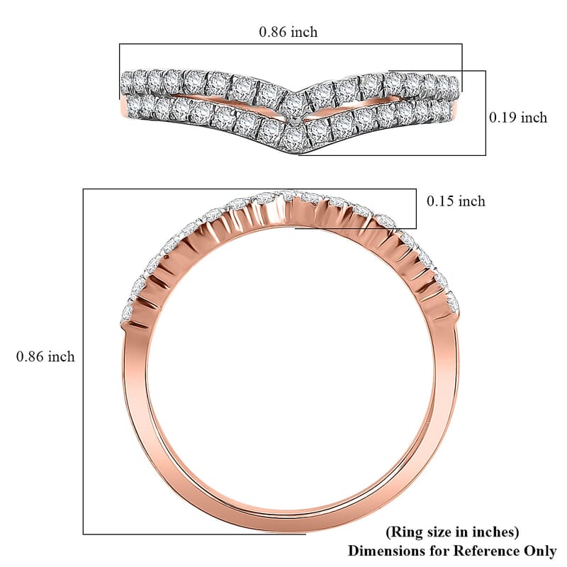 Diamond Band Ring in 14K RG Over Sterling Silver (Size 5.0) 0.33 ctw