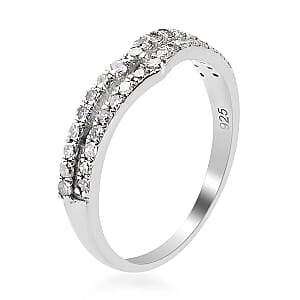 Diamond Band Ring in 14K RG Over Sterling Silver (Size 6.0) 0.33 ctw