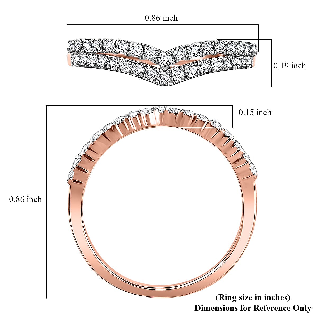 Diamond Band Ring in 14K RG Over Sterling Silver (Size 6.0) 0.33 ctw
