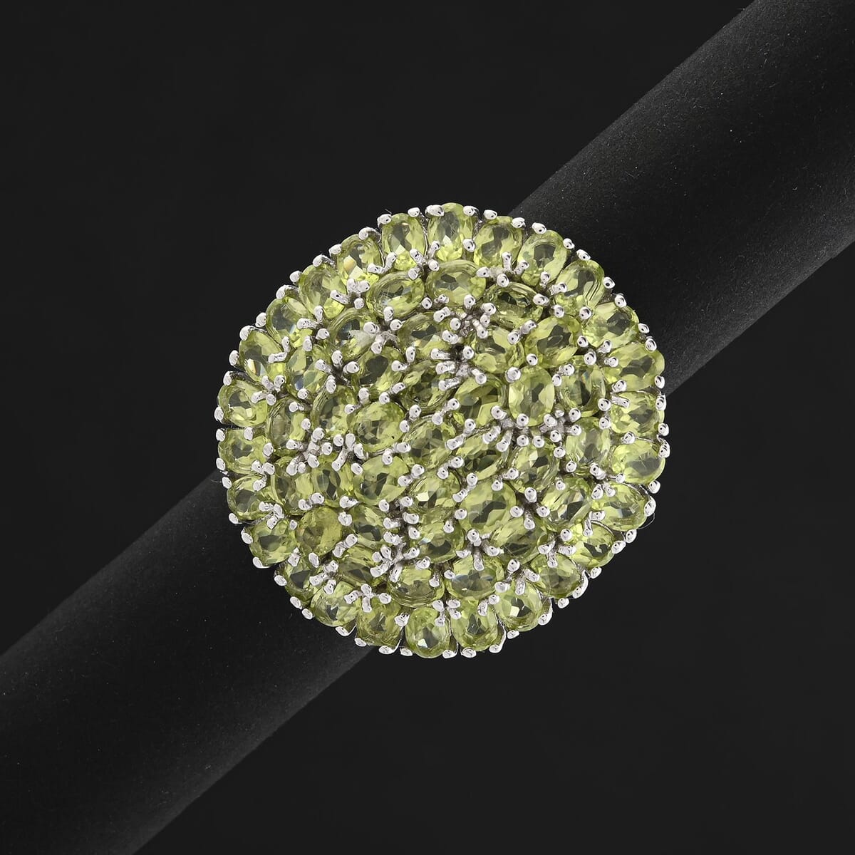 Karis Peridot 10.85 ctw Cluster Ring in Platinum Bond (Size 10.0) image number 1
