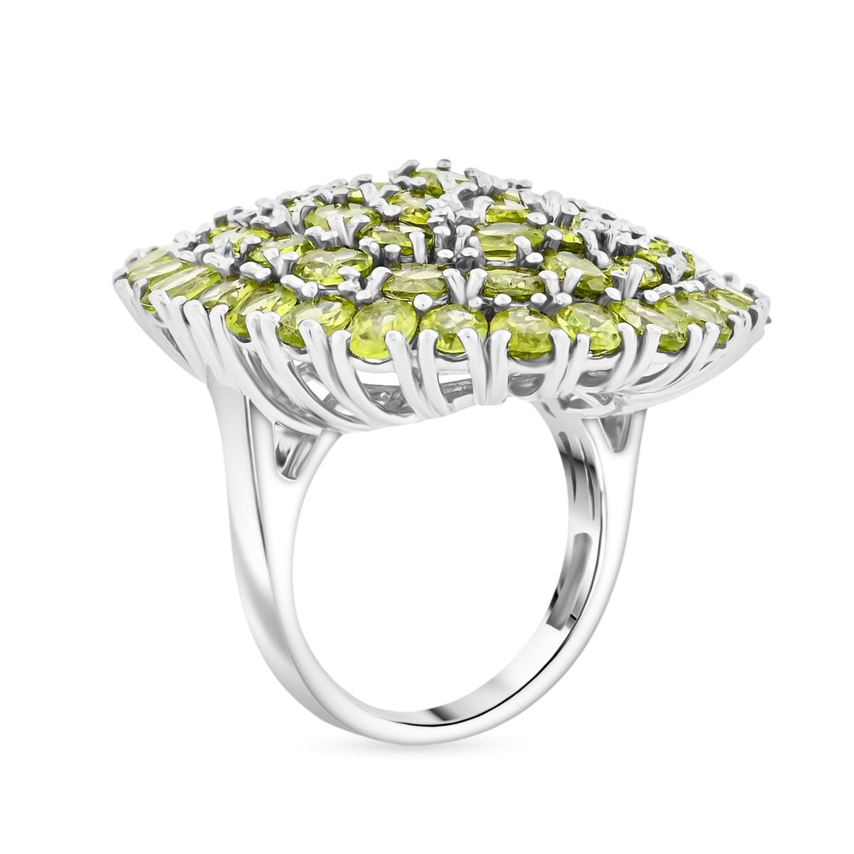 Karis Peridot 10.85 ctw Cluster Ring in Platinum Bond (Size 10.0) image number 3