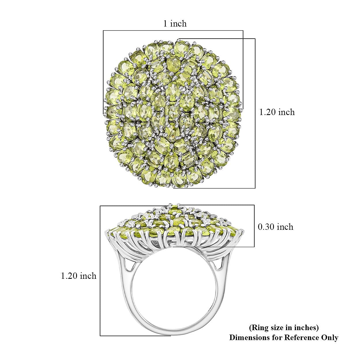 Karis Peridot 10.85 ctw Cluster Ring in Platinum Bond (Size 10.0)