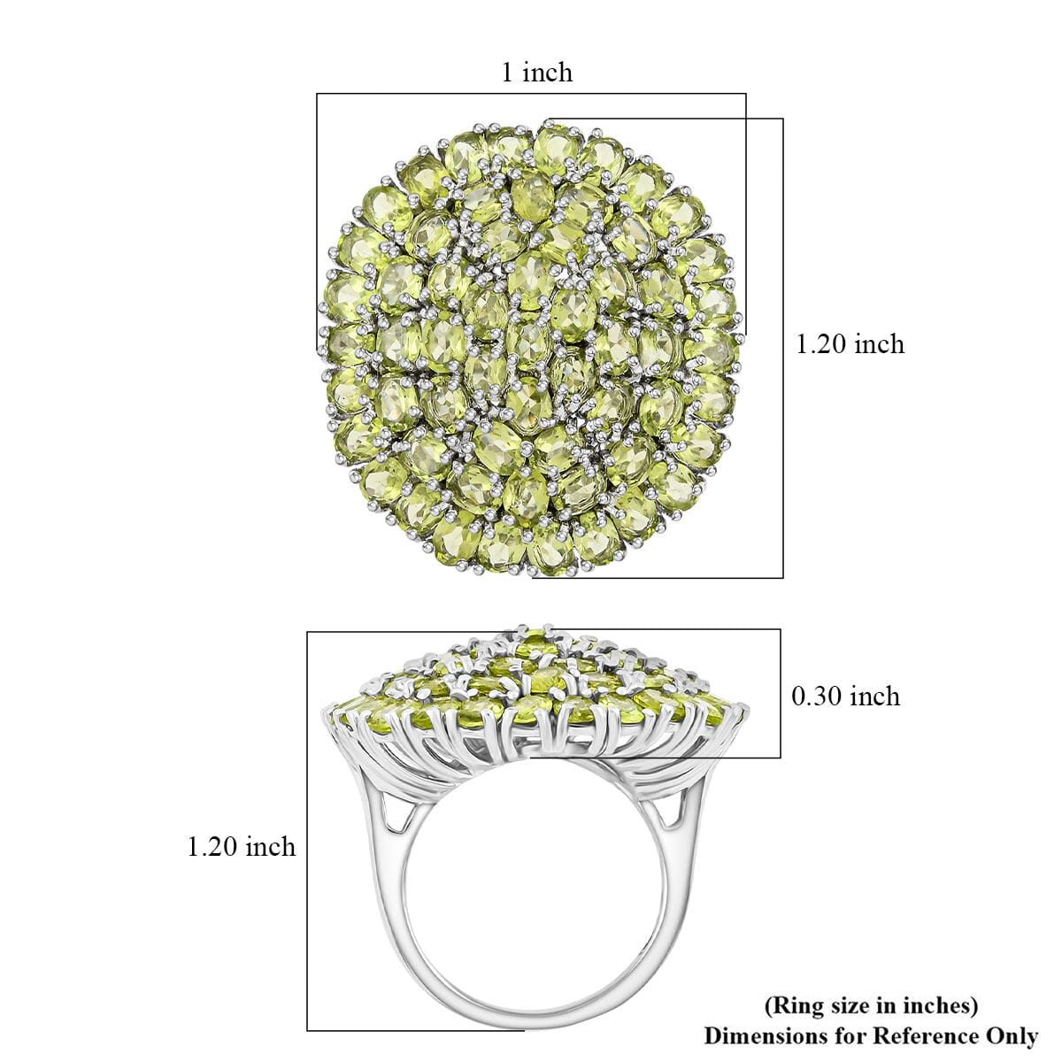 Karis Peridot 10.85 ctw Cluster Ring in Platinum Bond (Size 10.0) image number 5