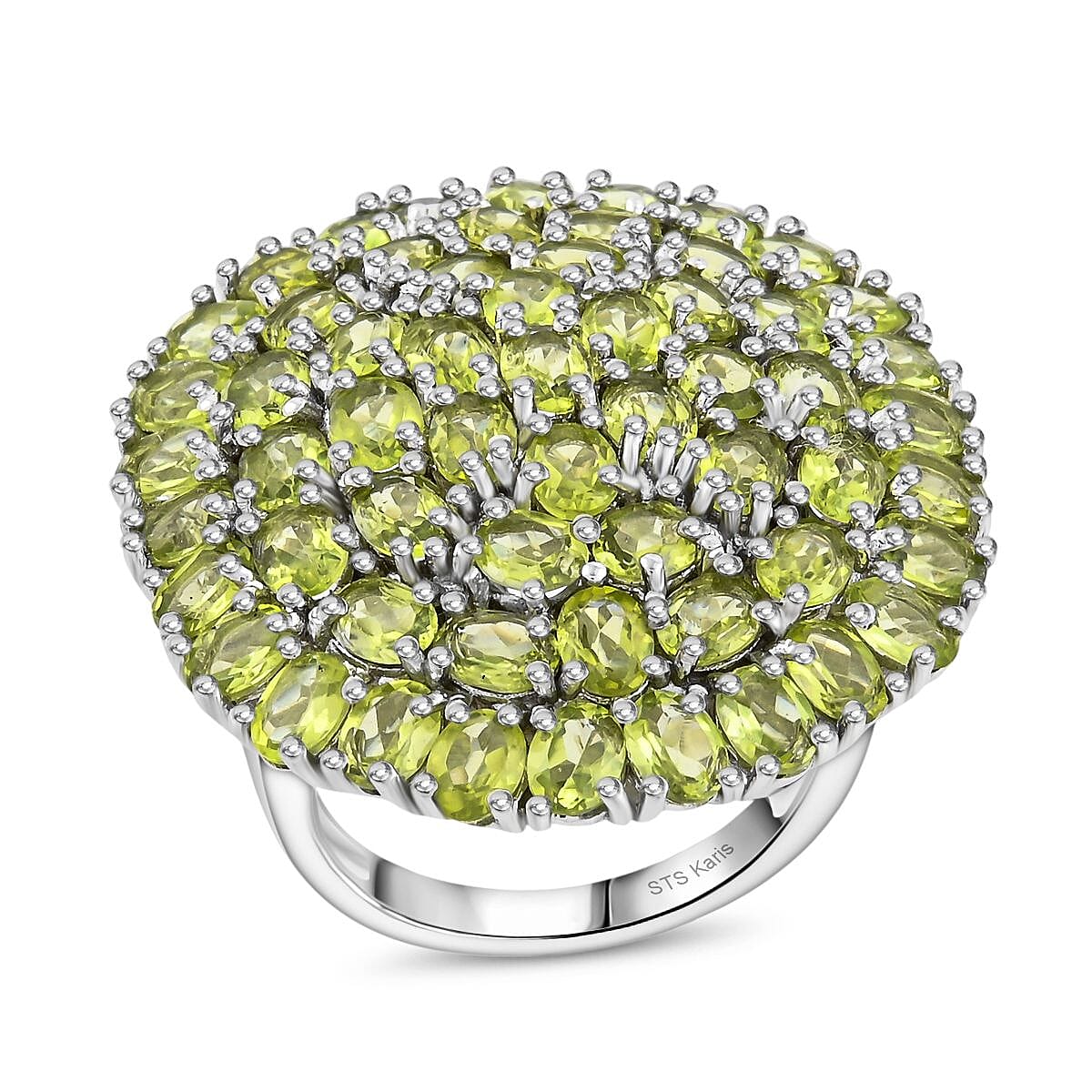 Karis Peridot 10.85 ctw Cluster Ring in Platinum Bond (Size 5.0) image number 0