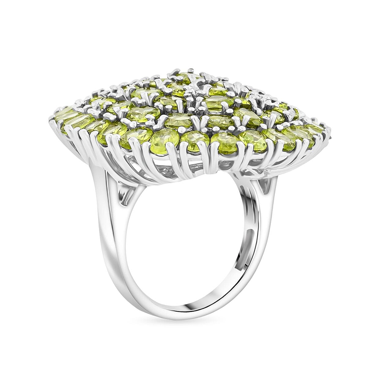 Karis Peridot 10.85 ctw Cluster Ring in Platinum Bond (Size 5.0) image number 3
