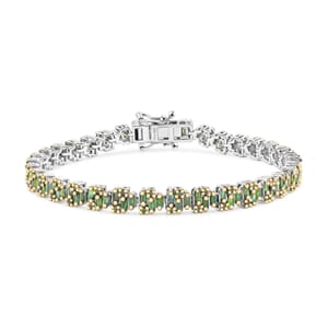 Green Diamond (IR) Art Deco Bracelet in YG Rhodium Over Sterling Silver (7.25 In) 3.95 ctw