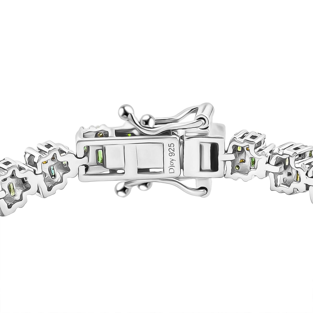 Green Diamond (IR) Art Deco Bracelet in YG Rhodium Over Sterling Silver (7.25 In) 3.95 ctw image number 3