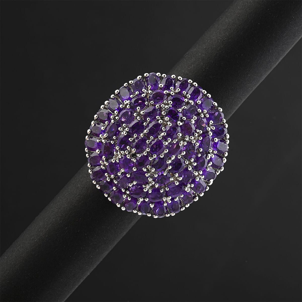 Karis African Amethyst 9.20 ctw Cluster Ring in Platinum Bond (Size 10.0) image number 1