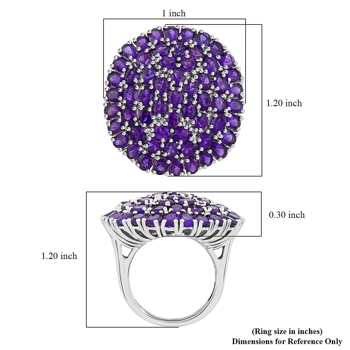 Karis African Amethyst 9.20 ctw Cluster Ring in Platinum Bond (Size 10.0) image number 5