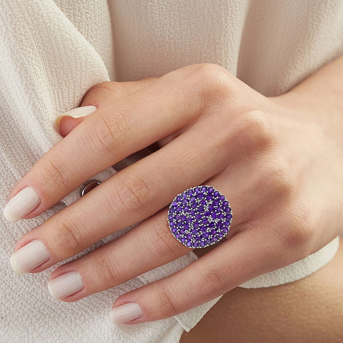 Karis African Amethyst 9.20 ctw Cluster Ring in Platinum Bond (Size 5.0) image number 2