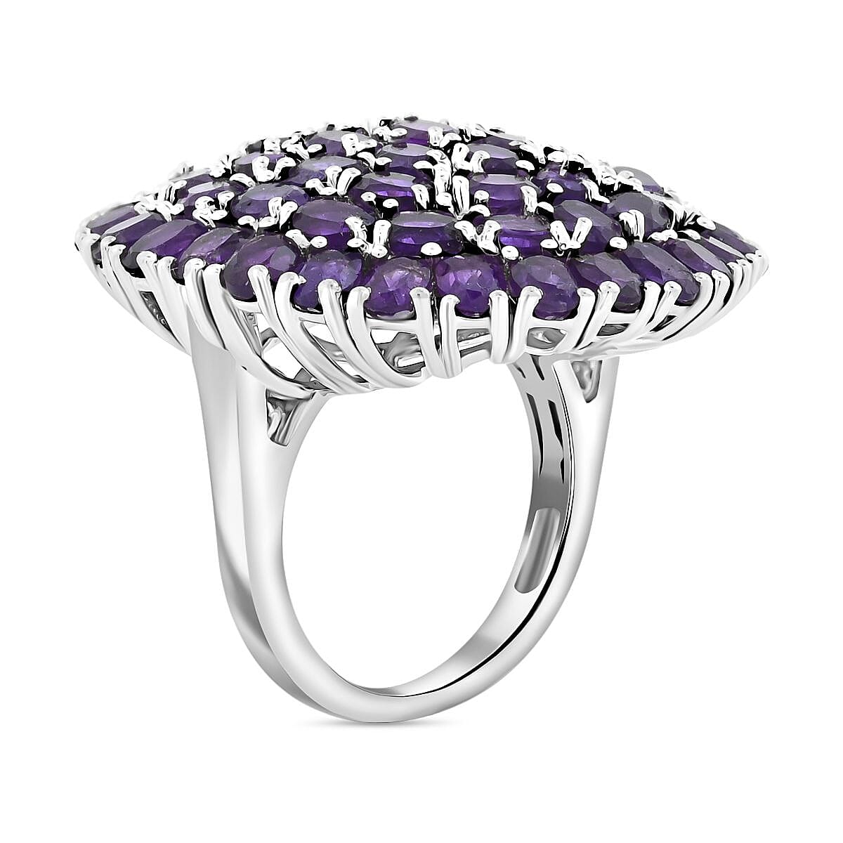 Karis African Amethyst 9.20 ctw Cluster Ring in Platinum Bond (Size 5.0) image number 3