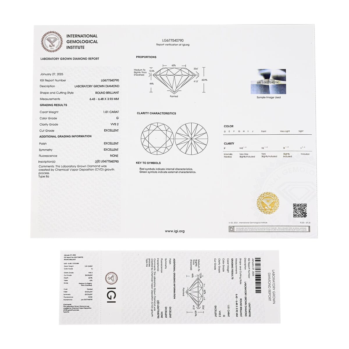 IGI Certified Luxuriant Lab Grown Diamond (Round) (G, VS) 1.00 ctw image number 6