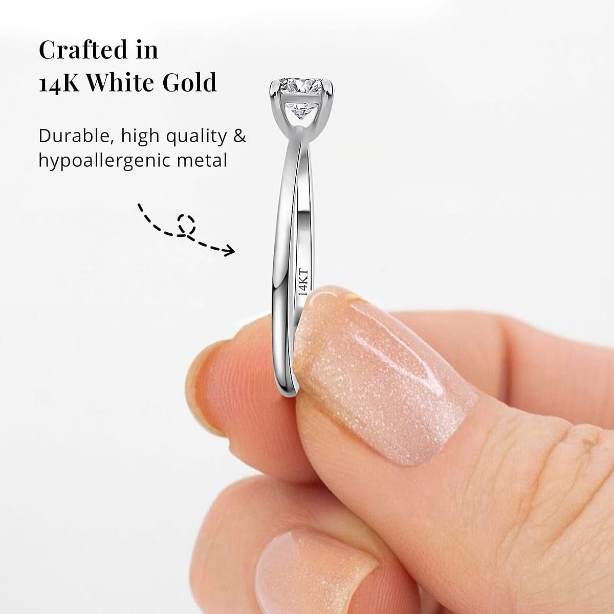 Luxuriant Lab Grown Diamond E-F VS 0.50 ctw Solitaire Ring in 14K White Gold (Size 10.0) (Del. in 10-12 Days) image number 4