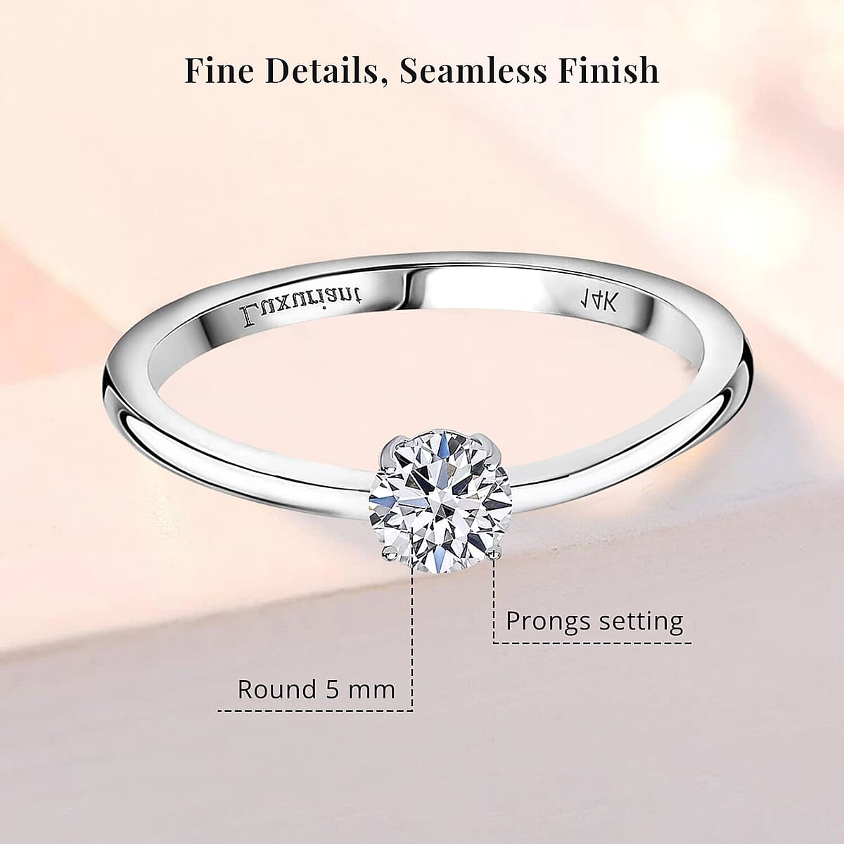 Luxuriant Lab Grown Diamond E-F VS 0.50 ctw Solitaire Ring in 14K White Gold (Size 10.0) (Del. in 10-12 Days) image number 5