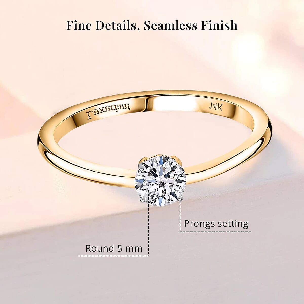 Luxuriant Lab Grown Diamond E-F VS 0.50 ctw Solitaire Ring in 14K Yellow Gold (Size 12.0) (Del. in 10-12 Days) image number 5