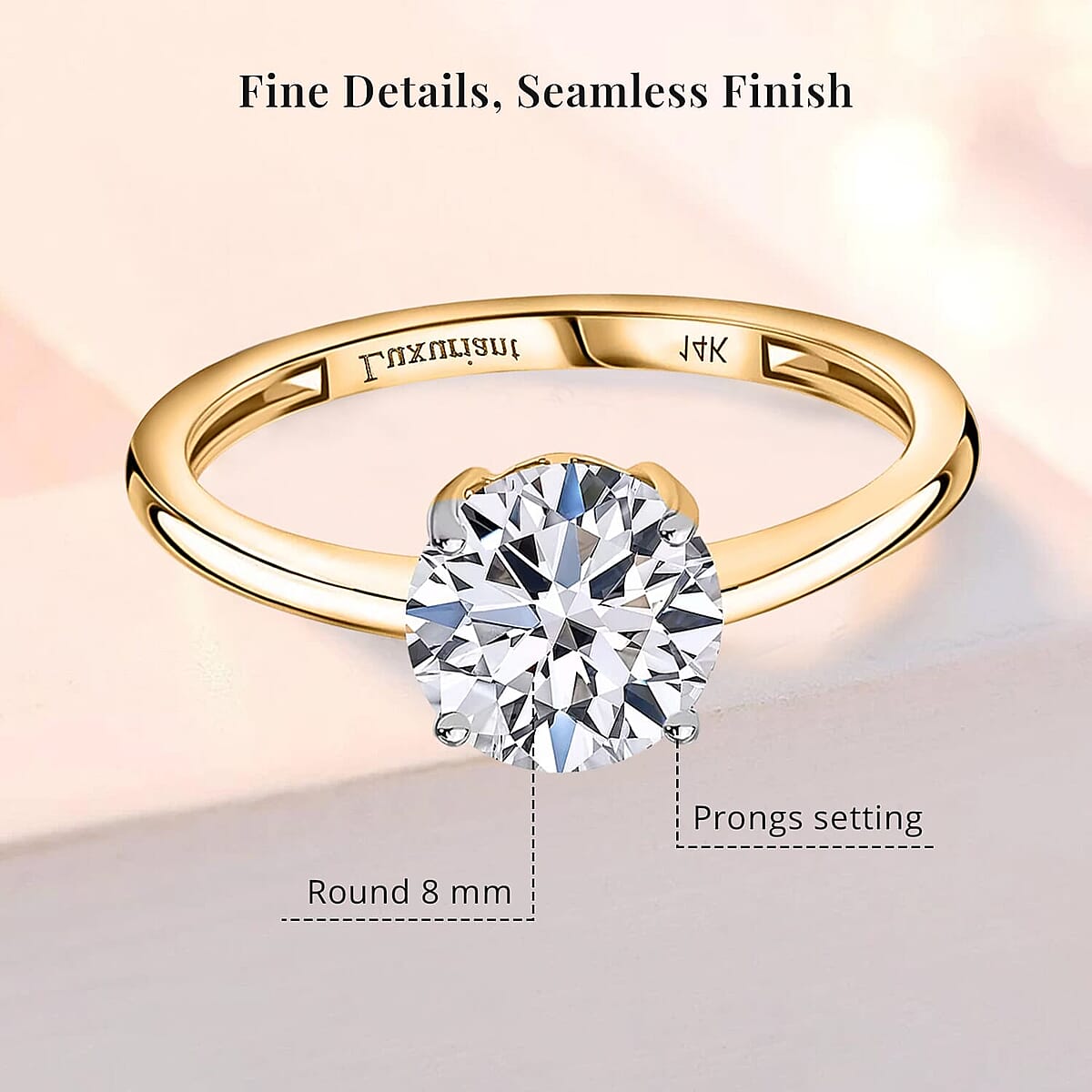 IGI Certified Luxuriant Lab Grown Diamond E-F VS 2.00 ctw Solitaire Ring in 14K Yellow Gold (Size 5.5) (Del. in 10-12 Days) image number 5