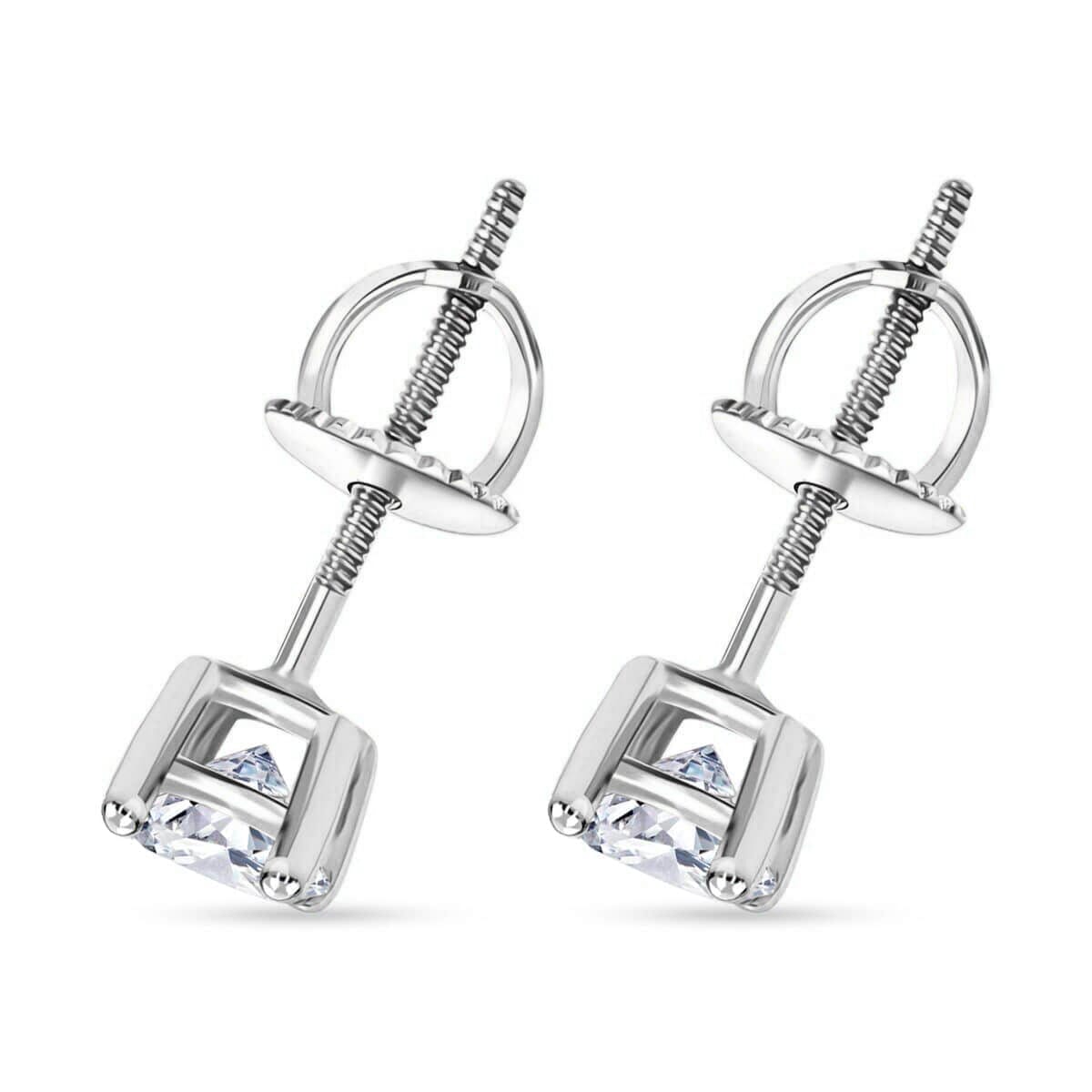 Luxuriant Lab Grown Diamond E-F VS 0.50 ctw Solitaire Stud Earrings in 14K White Gold image number 3