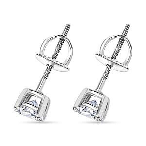 Luxuriant Lab Grown Diamond E-F VS 0.50 ctw Solitaire Stud Earrings in 14K White Gold (Del. in 10-12 Days)