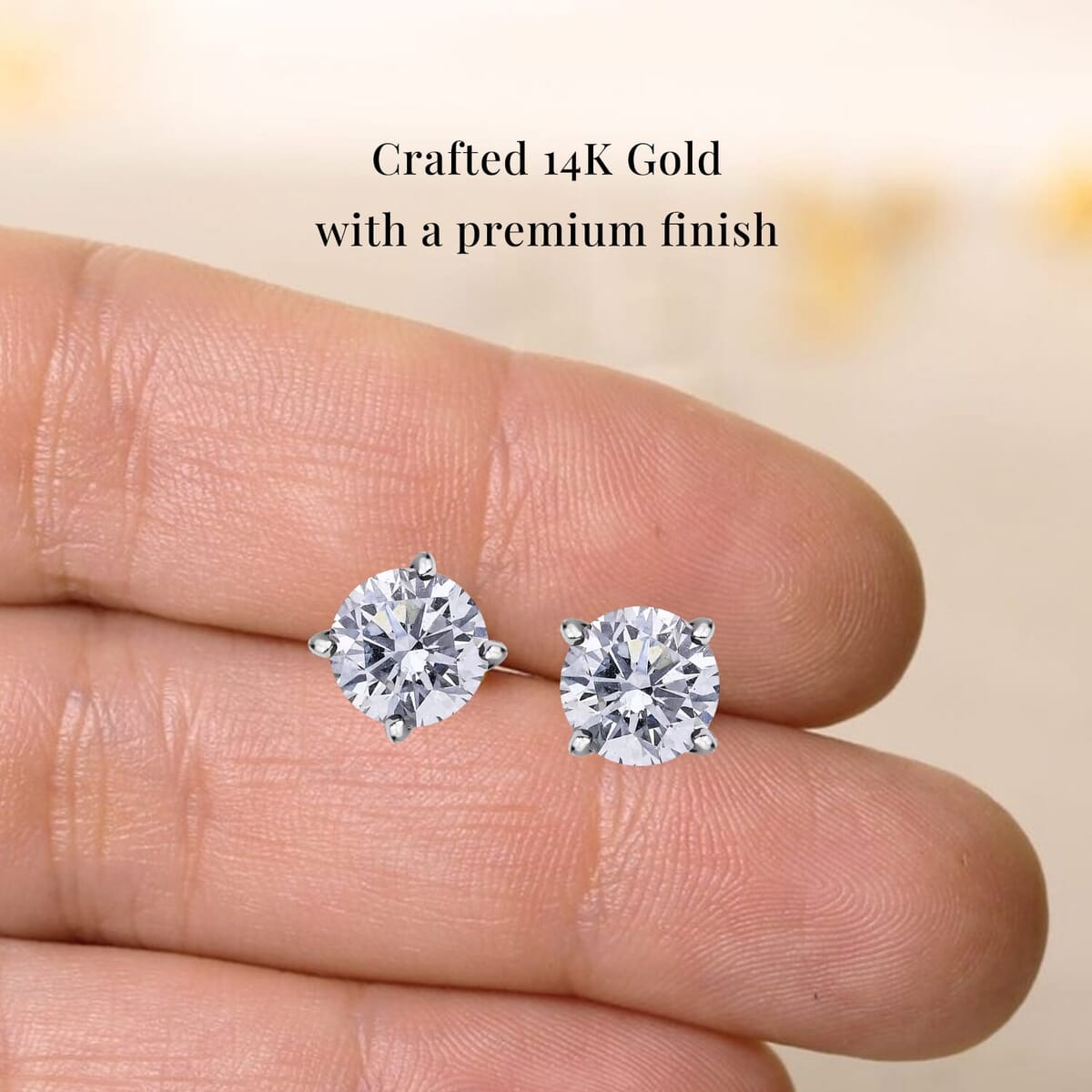 Luxuriant Lab Grown Diamond E-F VS 0.50 ctw Solitaire Stud Earrings in 14K White Gold image number 4