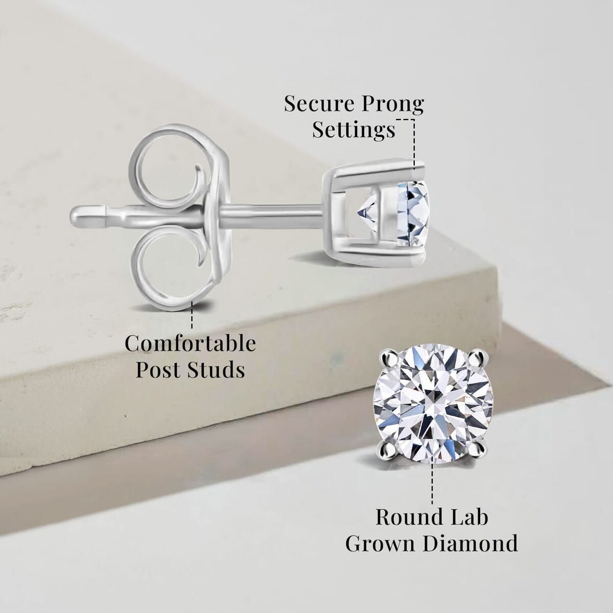 Luxuriant Lab Grown Diamond E-F VS 0.50 ctw Solitaire Stud Earrings in 14K White Gold image number 5