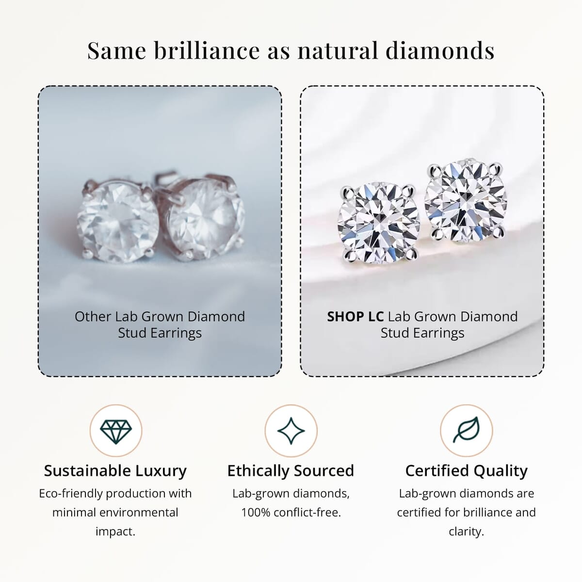 Luxuriant Lab Grown Diamond E-F VS 0.50 ctw Solitaire Stud Earrings in 14K White Gold image number 6