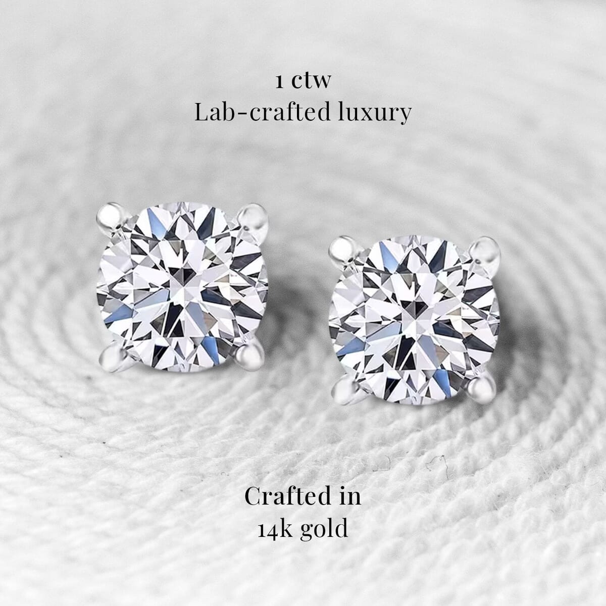 IGI Certified Luxuriant Lab Grown Diamond E-F VS 1.00 ctw Solitaire Stud Earrings in 14K White Gold image number 3