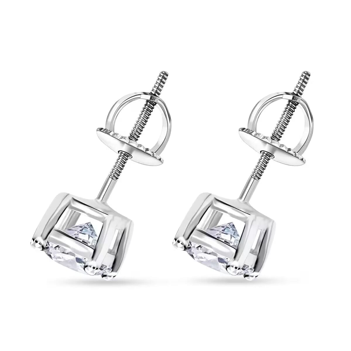 IGI Certified Luxuriant Lab Grown Diamond E-F VS 1.00 ctw Solitaire Stud Earrings in 14K White Gold image number 9