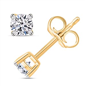 IGI Certified Luxuriant Lab Grown Diamond E-F VS 1.00 ctw Solitaire Stud Earrings in 14K Yellow Gold (Del. in 10-12 Days)