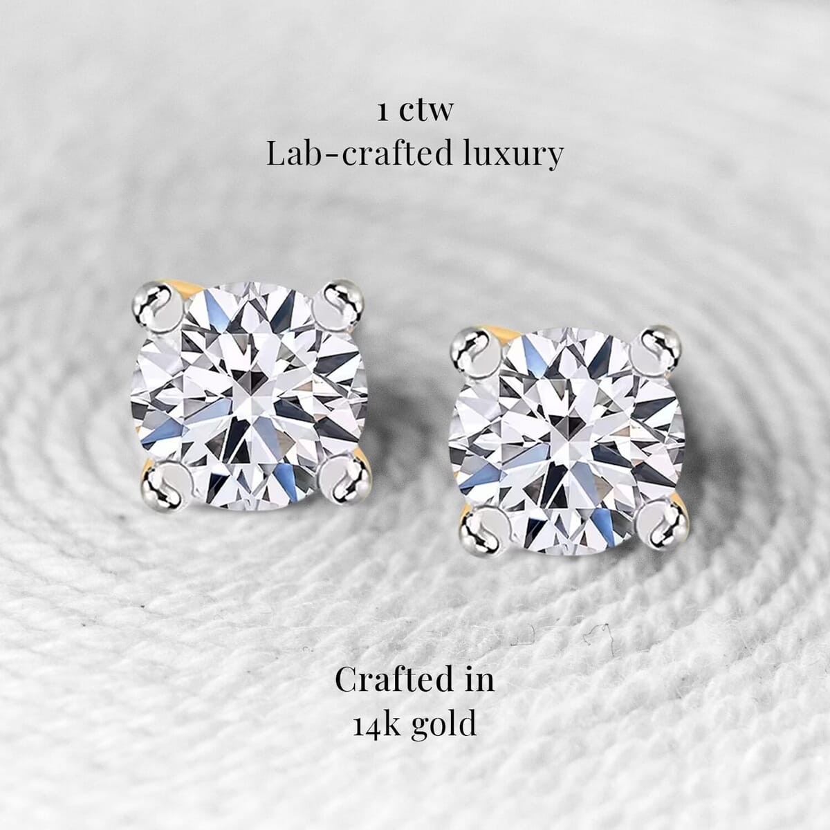IGI Certified Luxuriant Lab Grown Diamond E-F VS 1.00 ctw Solitaire Stud Earrings in 14K Yellow Gold image number 2