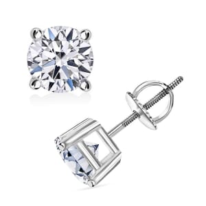 IGI Certified Luxuriant Lab Grown Diamond E-F VS 2.00 ctw Solitaire Stud Earrings in 14K White Gold
