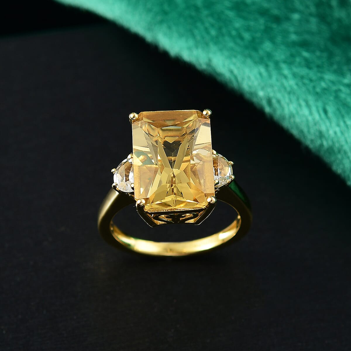 D'Joy Yellow Labradorite and White Topaz 7.10 ctw Celestial Fire Ring in 18K Vermeil Yellow Gold Over Sterling Silver (Size 10.0) image number 1