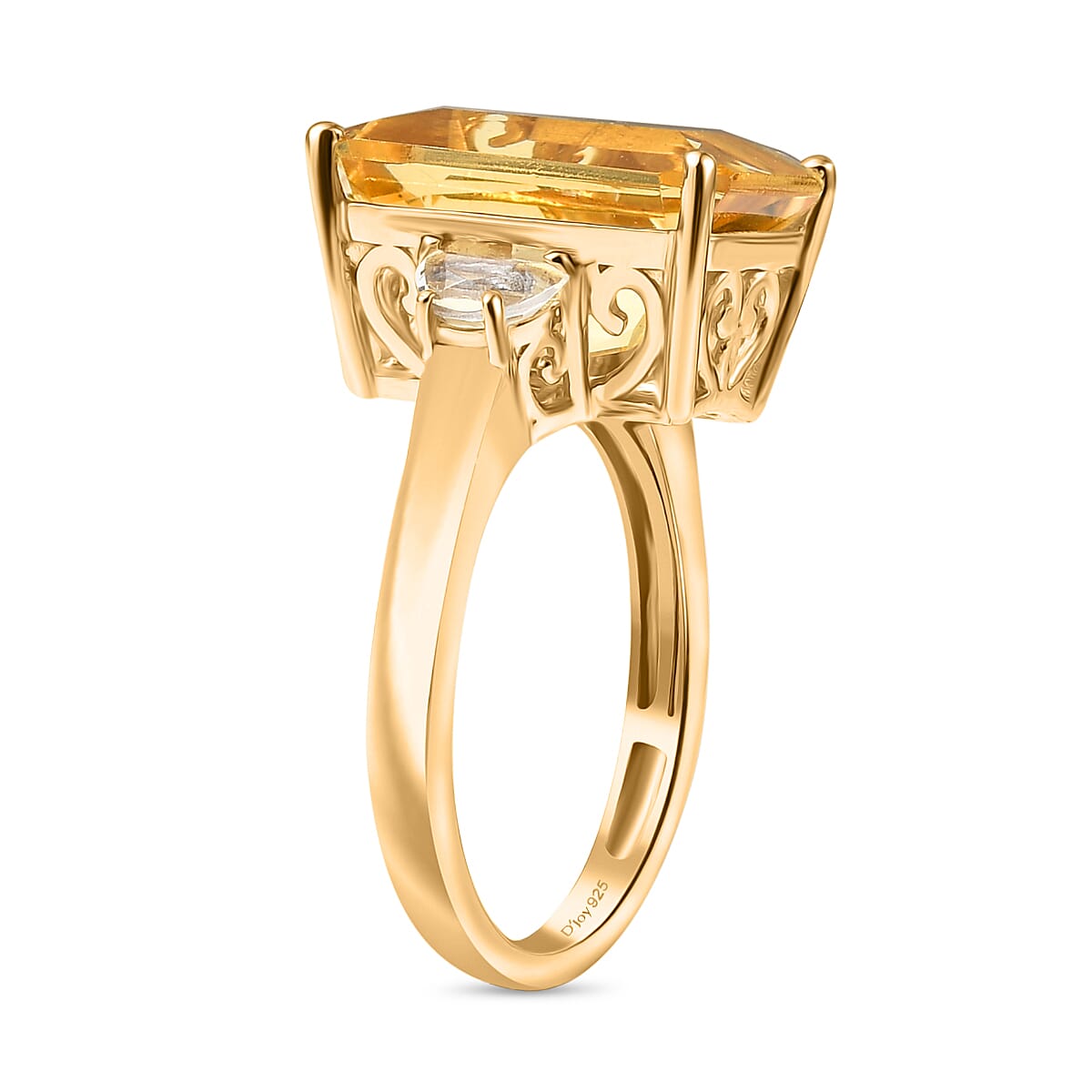 D'Joy Yellow Labradorite and White Topaz 7.10 ctw Celestial Fire Ring in 18K Vermeil Yellow Gold Over Sterling Silver (Size 10.0) image number 3