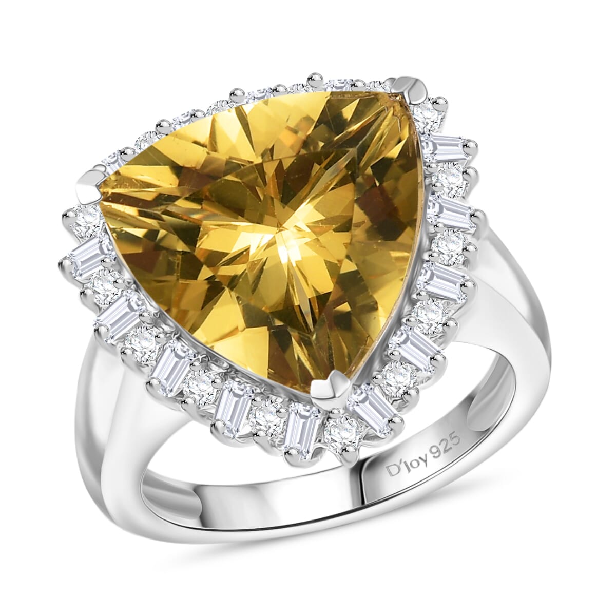 D’joy Yellow Labradorite and Moissanite 8.50 ctw Solar Crown Ring in Rhodium Over Sterling Silver (Size 10.0)  image number 0