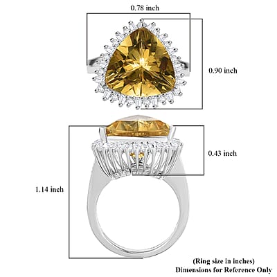 D’joy Yellow Labradorite and Moissanite 8.50 ctw Solar Crown Ring in Rhodium Over Sterling Silver (Size 10.0) 