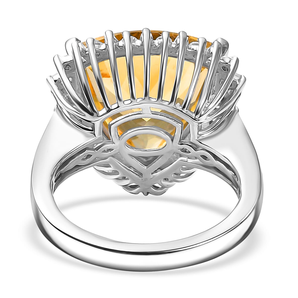 D&rsquo;joy Yellow Labradorite and Moissanite 8.50 ctw Solar Crown Ring in Rhodium Over Sterling Silver (Size 8.0)  image number 4