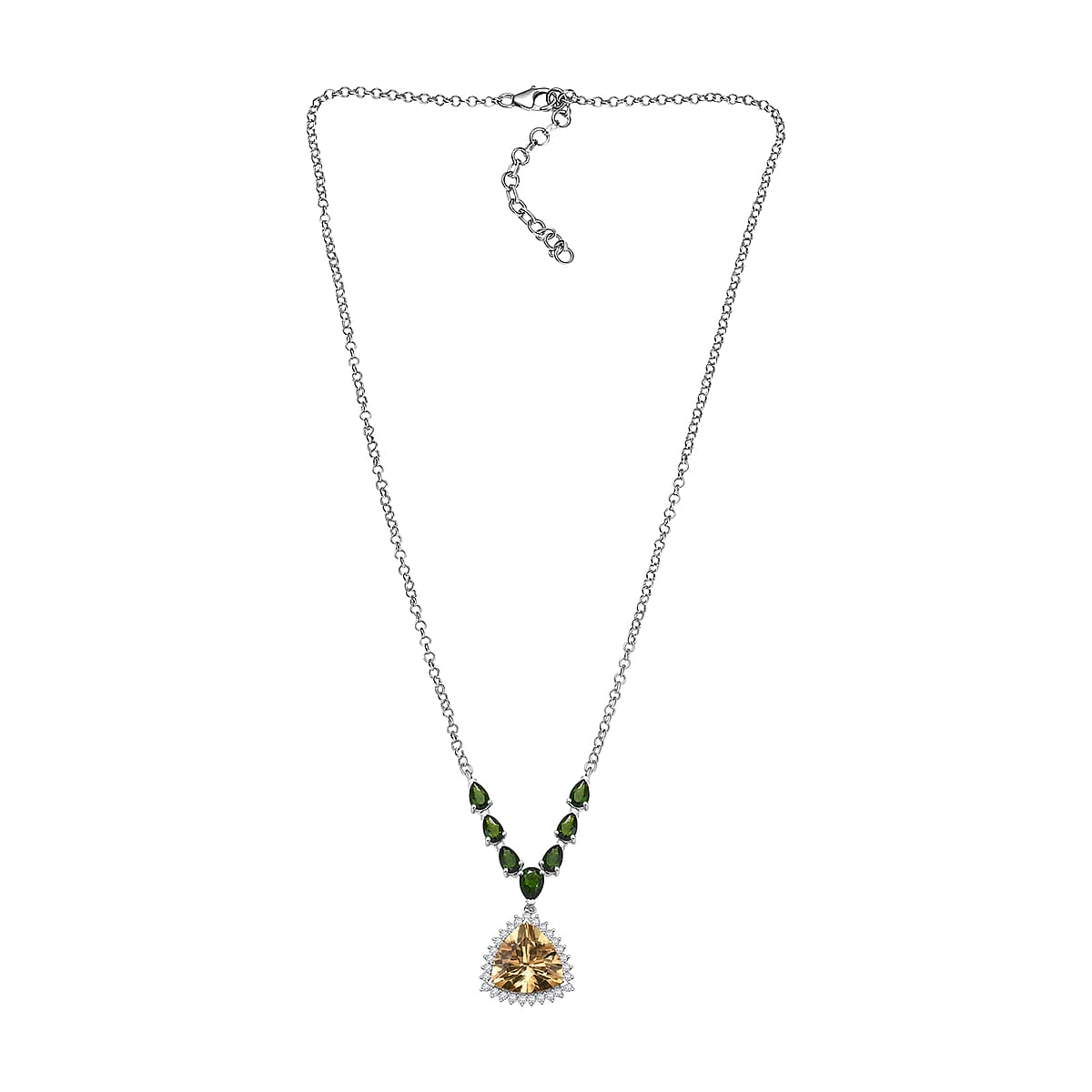 D'Joy Yellow Labradorite and Multi Gemstone 11.75 ctw Celestial Canopy Necklace 18 Inches in Rhodium Over Sterling Silver image number 2