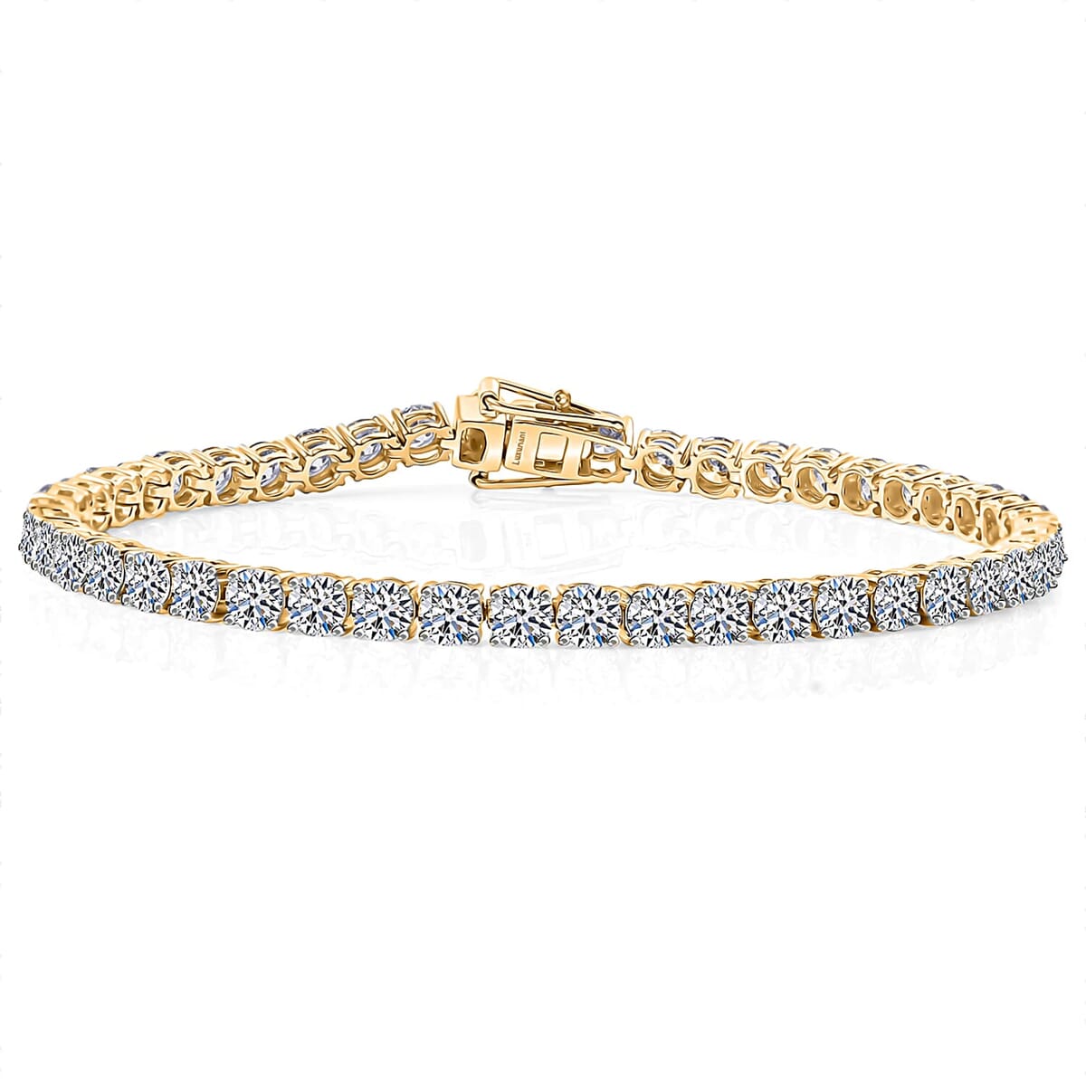 Luxuriant Lab Grown Diamond E-F VS Bracelet in 18K Vermeil Yellow Gold Over Sterling Silver (6.50 In) 10.00 ctw image number 0