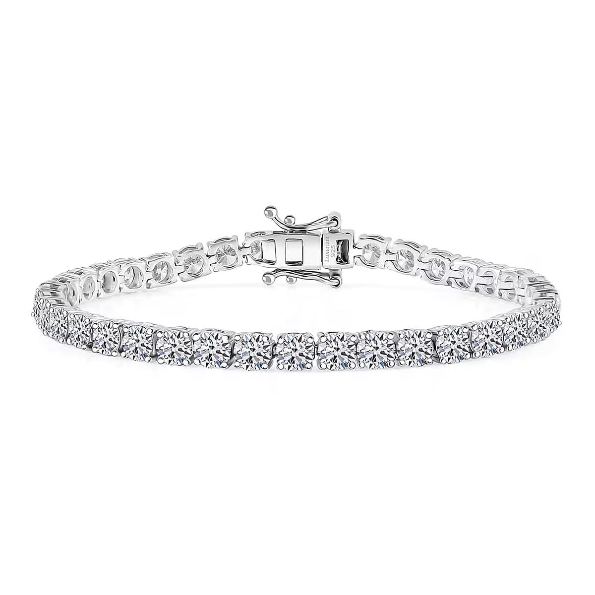 Luxuriant Lab Grown Diamond E-F VS 10.00 ctw Bracelet in Rhodium Over Sterling Silver (6.50 In) (Del. in 10-12 Days) image number 0