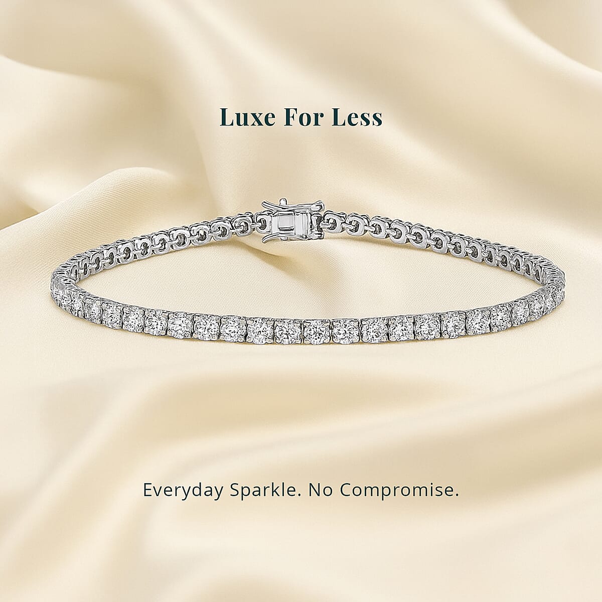 Luxuriant Lab Grown Diamond E-F VS 10.00 ctw Bracelet in Rhodium Over Sterling Silver (6.50 In) (Del. in 10-12 Days) image number 1